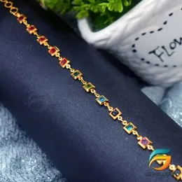 Gold plated Stylish Design Guaranteed Multicolored Box Stone Bracelet For Women.