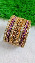 clip stone Handmade bangle purple and gold