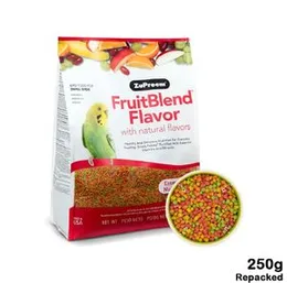 ZuPreem FruitBlend Bird Food for Small Birds 250g (Repacked) Made in USA Bird Feed Pellets for Parakeets, Budgies, Parrotlets & Doves, ZuPreem Core Nu