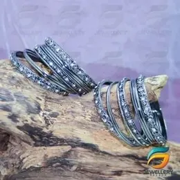 Silver Plated Peora Traditional Antique Look Oxidised with White Stone for Girl & Women.