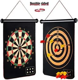 Magnetic Dartboard (Large) 6 Reversible Darts Rolling Two Sided Bullseye Game Magnetic Safety Dart Board Kids Family Leisure Sports