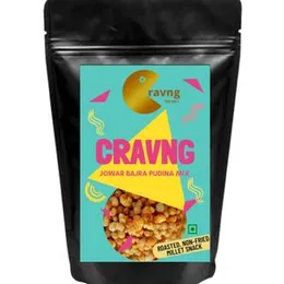 Cravng Jowar Bajra Pudina Mix | Roasted Diet Millet Namkeen | Crunchy Crispy Tasty Non-Fried | Gluten-Free| Healthy Snack | Ready to Eat | 400g (Mint)