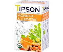 Tipson Organic Moringa Caffeine Free Herbal Tea - Organic Turmeric - 25 Bags - Superfood Tea - Keto/Paleo Diet Compatible  import  tea powder