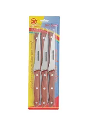 Set of 3 Plastic Handle Knives 22.5cm, Durable Kitchen Cutlery, Plastic Handle Chef Utility Paring Knives, Chef's Essential Cutting Tools