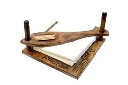 Kesha woodkraft Wooden Paper Napkin/Kitchen Tissue Roll Holder Stand with Wooden Spoon for Toothpick Holding