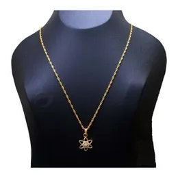 Gold Plated Guaranteed 18/24 inch Karali / Disco Chain with Flower Pendant With Stone Necklace for Ladies.