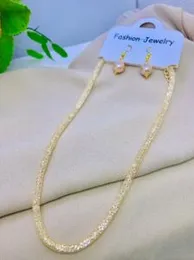 Gold Plated Diamond filled Necklace With Pearl Earrings Set with Earrings.