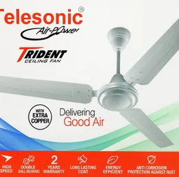 Telesonic Trident Ceiling Fan 56 Inch 140cm 75W Copper Motor Double Ball Bearing 5 Speed Aluminum Blade 1 Year Warranty