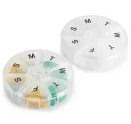 Weekly Pill Organizer - 7 Day Pills Container, Round Medicine Organizer Box, Daily Week Pill Reminder Case Travel Friendly, BPA-Free Vitamin, Suppleme