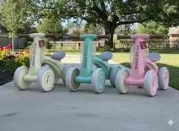 Tu Le Tong Baby Ride-On Scooter â Cream 4-Wheel Toddler Toy with Handlebar & Wide Seat