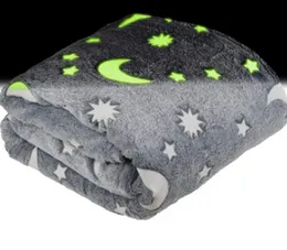 Magic Glow in the Dark Blanket 150x200cm Soft Microfiber Stars Moon Night Light