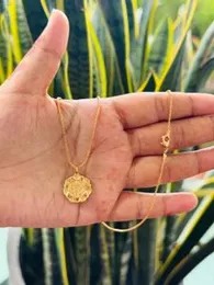 Gold Plated Cute 45CM (18-Inch) Box Chain with Round Sun Design Panchauda Pendant for Kids & Babies