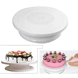Cake Decorating Revolving Turntable || 28 cm, White, BPA Free Plastic, 360 Degree Rotating Round Rotating Revolving Plastic Turntable Decorating Stand