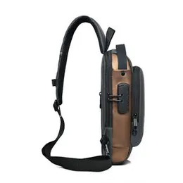 USB Charging Sport Sling Bag Male Anti-theft Chest Bag with Password Lock