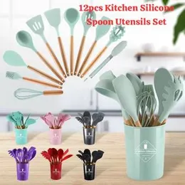 12pcs Kitchen Silicone Spoon Utensils Set