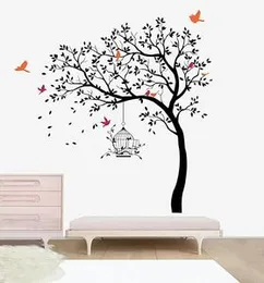 Rawpockets Tree with Birds and Cage Self Adhesive Wall Sticker (Black) (FROM INDIA FAAZ)