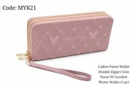 Ladies Purse Wallet Double Zipper Coin Purse PU Leather Phone Wallet (1 pc)
