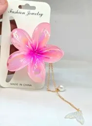 Gradient Plumeria Flower Hair Claw Clip â Stylish Summer Hair Accessory