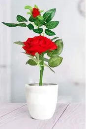 Litleo Artificial Rose Flower Plant with Pot (Yellow Flowers) Great for Home Or Office Decoration or Birthday Gift, Table Top Bonsai Artificial Plant