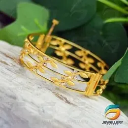 ESH Hight Quality gold plated lock Lover Stylish bangle with stones Eye-catching Design For Women.