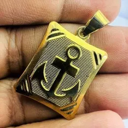 Gold Plated Box Shape Anchor Pendant for Men and Women