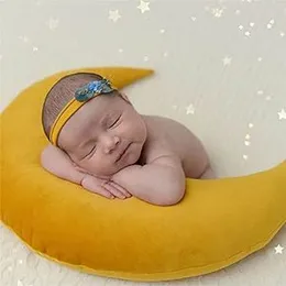 The Purple Tree Velvet Moon And Star Cushion Baby Photo Shoot Prop Accessories (Pack Of 1 Moon And 5 Star, Yellow) Cute Props For Babies , Newborn Pho