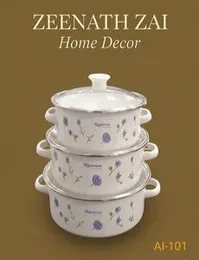 AI-101 3 Pcs Enamel Casserole Set | Durable & High-Quality Cookware