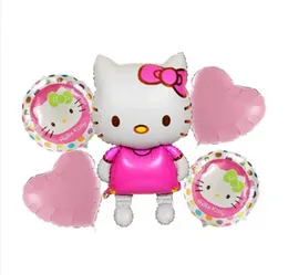 5 Pcs Hello Kitty Foil Balloon Pack - Themed Birthday Party Balloons for Kids - Party Decorations Hello Kitty Design