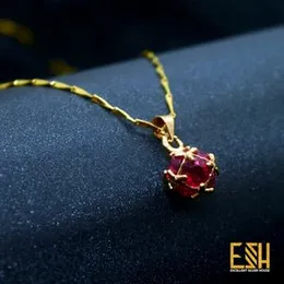 Guaranteed Gold Plated V-Cut Chain with Red Stone Pendant – Elegant Necklace for Women