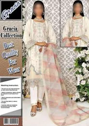 Gracia White Embroidered Shirt & Trouser Set