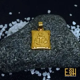 Gold Plated Box Shape Anchor Pendant for Women & Girls