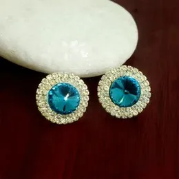 Silver Plated Round Shape Earrings with Two-Line Stones (Any Colour) for Women & Girls