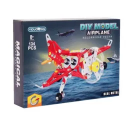 DIY Model Airplane Fighter Metal Building Toy - Airplane Kits Model Set, 134/136 Pcs DIY Building STEM Projects Toys for Kids, Metal Plane Model Build