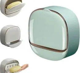 Bathroom Drain Soap Box Wall Mounted ABS Soap Box with Lid Waterproof