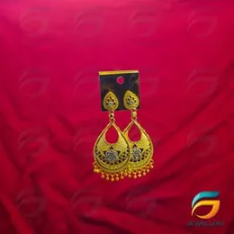 Gold Plated Leaf Dangle Earrings for Women Big Gold Statement Drop Earring With Black and white  Stone For Women..