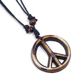 Hippie Dressing Peace Sign Necklace Mens Boys 60s 70s Braided Cord Peace Symbol Party Costume Jewelry