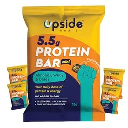 Upside Health Protein Bar Bites (Pack Of 5, 125 gram) - Peanut Blueberry Flavor - Almond, Dates, Foxtail Millets & Whey - No Added Sugar - Gluten