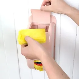 Wall Mount Garbage Bag Storage Box Kitchen Hanging Plastic Case Storing Rack Holder With Cover For Bathroom Home Accessories