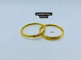 Gold Plated Designer Bangles (2 Pair) â Elegant Textured Finish (Sizes 8, 10, 12)