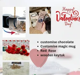Valentineâs Day Customized Gift Combo | Magic Mug, Chocolate & Rose Hamper