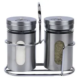 2 Pcs Spice Jars Stainless Steel with Stand for Salt and Pepper Shaker, Oregano, Chili Flakes Sprinkler Air Tight Kitchen Container for Storage