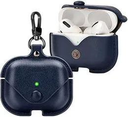 Airpods Pro & 2nd Generation Pro Leather Case Cover for Premium Leather Vintage Portable Shockproof Protective Cover for AirPods Pro â (Blue)