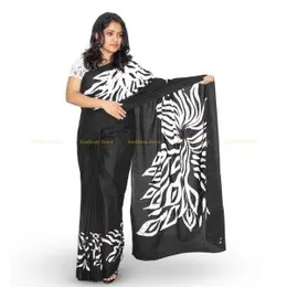 White with Batik Crack Batik Saree