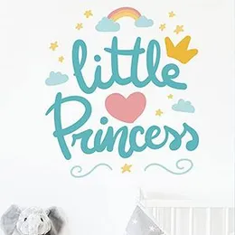 Little Princess Sign with Crown Heart Wall Art Sticker for Girls Room Playroom Baby Nursery Wall Decoration Bedroom Door Study Boho Nursery Wall Decor