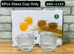 6pcs Elegant Clear Glass Cups â Vertical Stripe Pattern