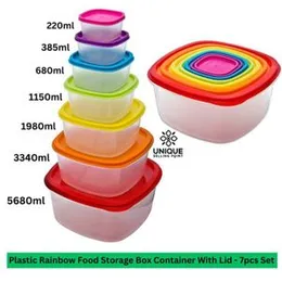 plastic rainbow food storage box (Rectangle)