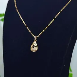 Gold Plated 1mm New Model Box Chain With  Pendant With White Stone For Women.