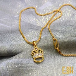 ESH Gold Plated Guaranteed 1.5MM New Trend Stylish Diamond Chain 18/24 Inch with King Fixed Stone Pendant
