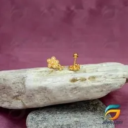 Gold Plated Earring Flower Theme Earrings With Balls For Women.