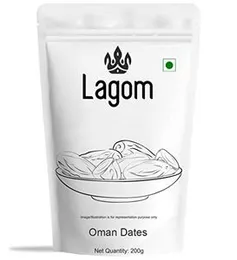 Lagom Omani Dates 200g | All Natural | No Preservatives | No Added Sugar | Gluten Free | Vegan | Plant Based | Non GMO | Dates Dry Fruits | Khajur | K